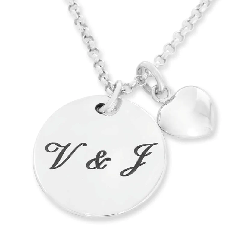SILBERSCHMUCK MIT GRAVUR DAMEN KETTE INITIALIEN HERZ HALSKETTE NAMEN BUCHSTABEN