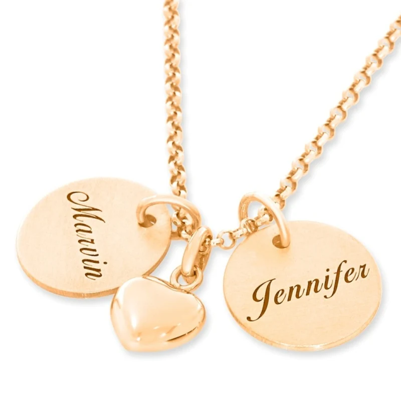 DAMENSCHMUCK 925 SILBER ROSÉ VERGOLDET KETTE MIT GRAVUR HALSKETTE DAMEN MAMA MUTTER OMA