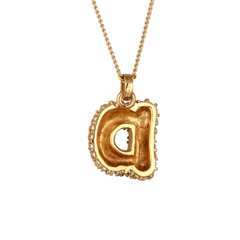 Halskette Bubble Buchstabe D | Mit Kristallen von Swarovski® (Weiß)