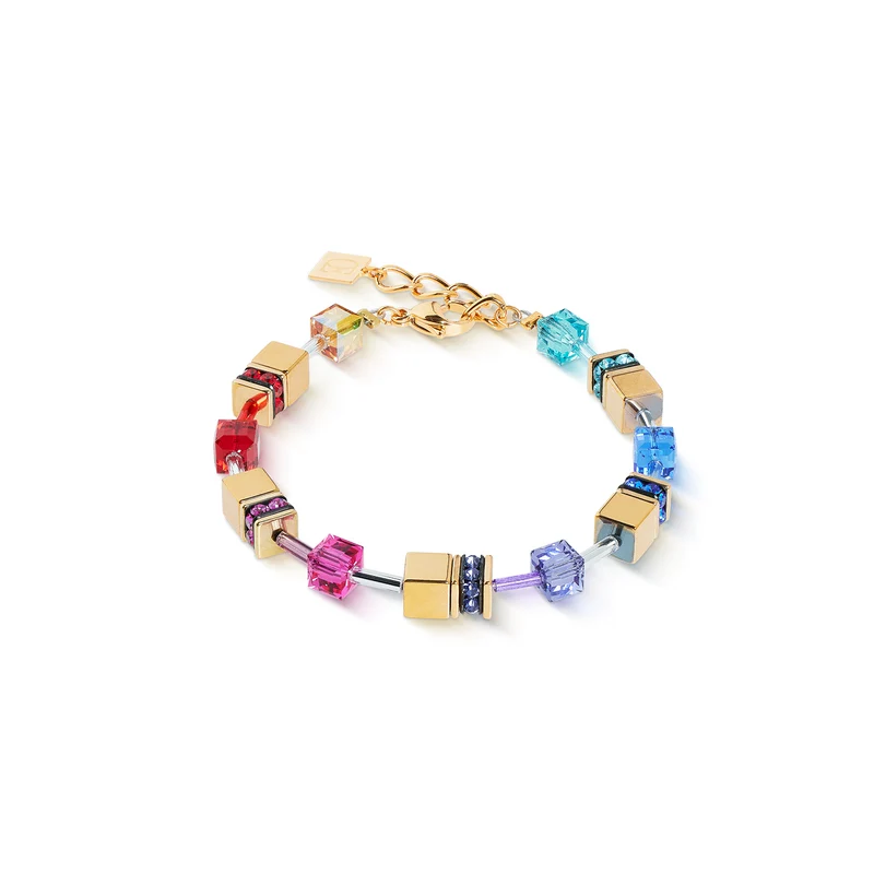 GeoCUBE Iconic Metallic Bracelet in Gold & Rainbow Multicolours