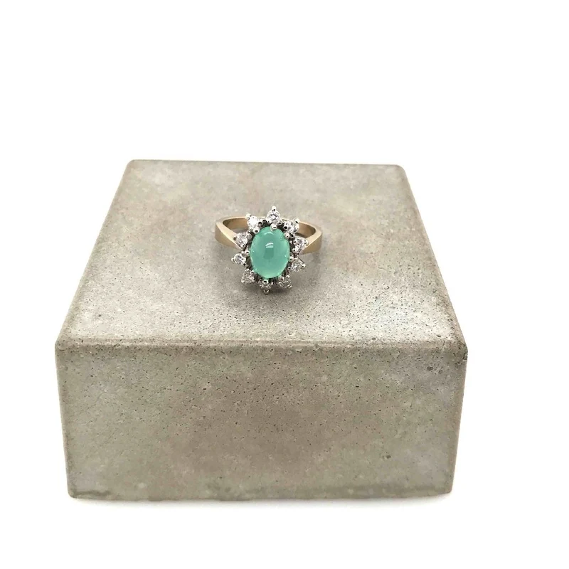 Ring Weissgold 585 mit Calcedon & Brillanten