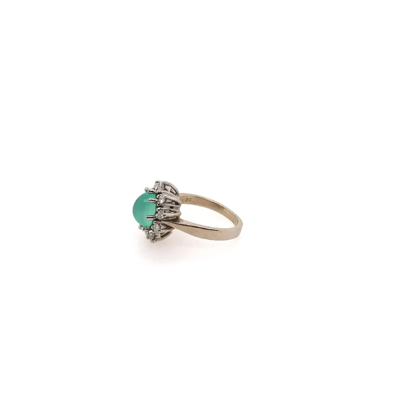 Ring Weissgold 585 mit Calcedon & Brillanten