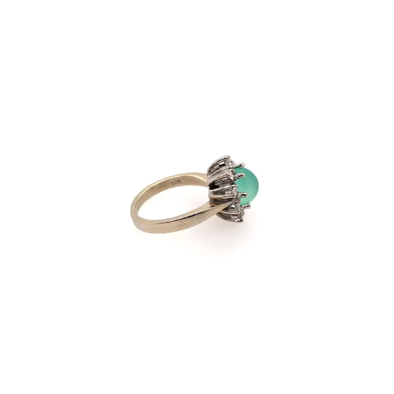 Ring Weissgold 585 mit Calcedon & Brillanten