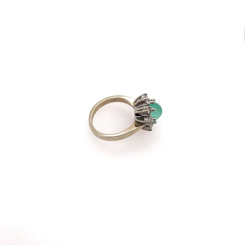 Ring Weissgold 585 mit Calcedon & Brillanten
