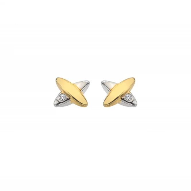 Silver & Gold Coupled Two Tone Earrings