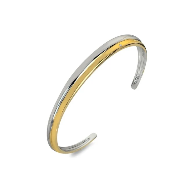 Silver & Gold Droplet Two Tone Bangle