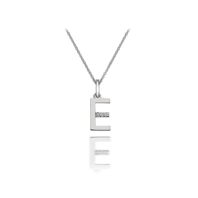 Silver E Micro Pendant Necklace