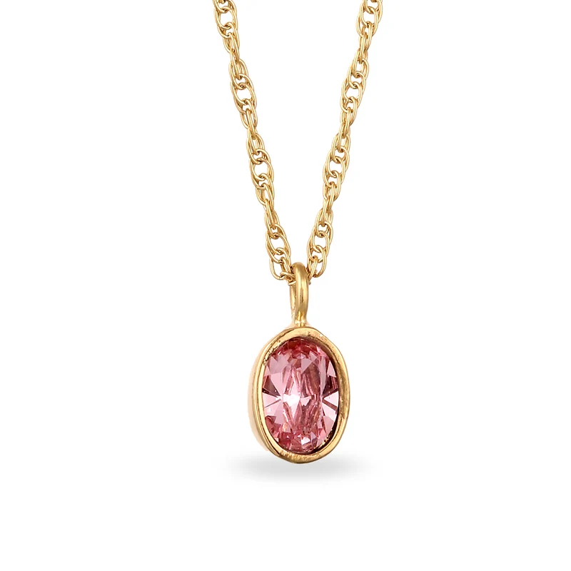 Halskette Oval | Mit Kristallen von Swarovski®(Rosa)