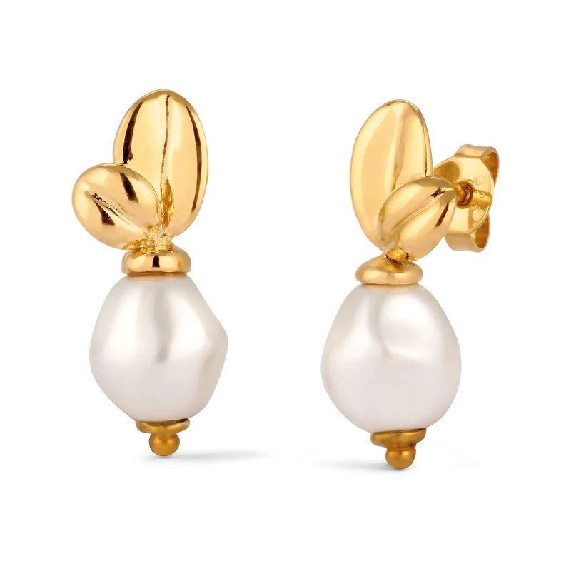 Ohrstecker Blume | Synthetische Perle (Weiß)