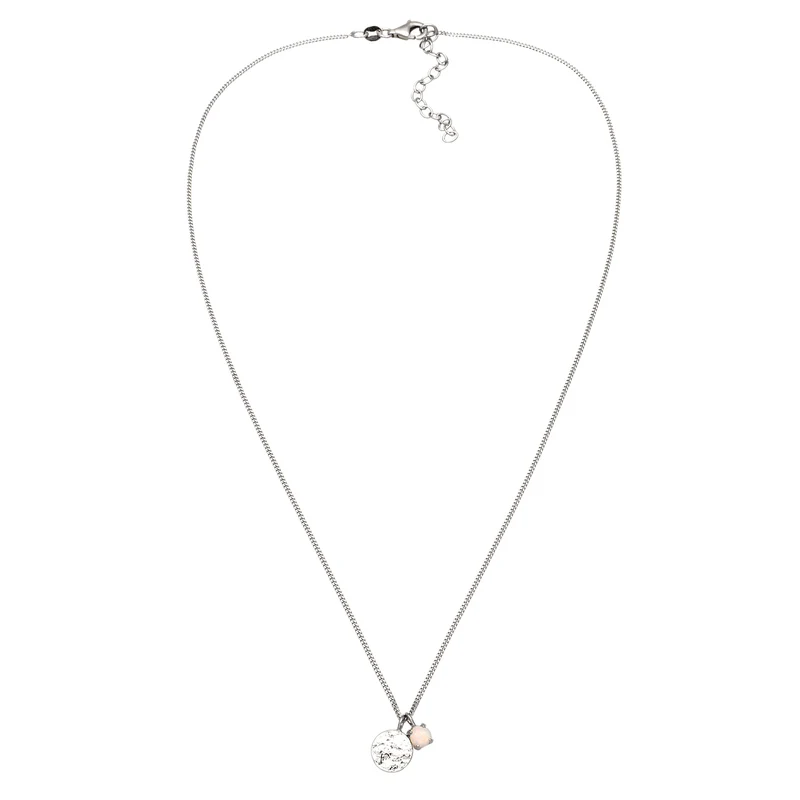 Halskette Plättchen | Synthetischer Opal (Weiß)