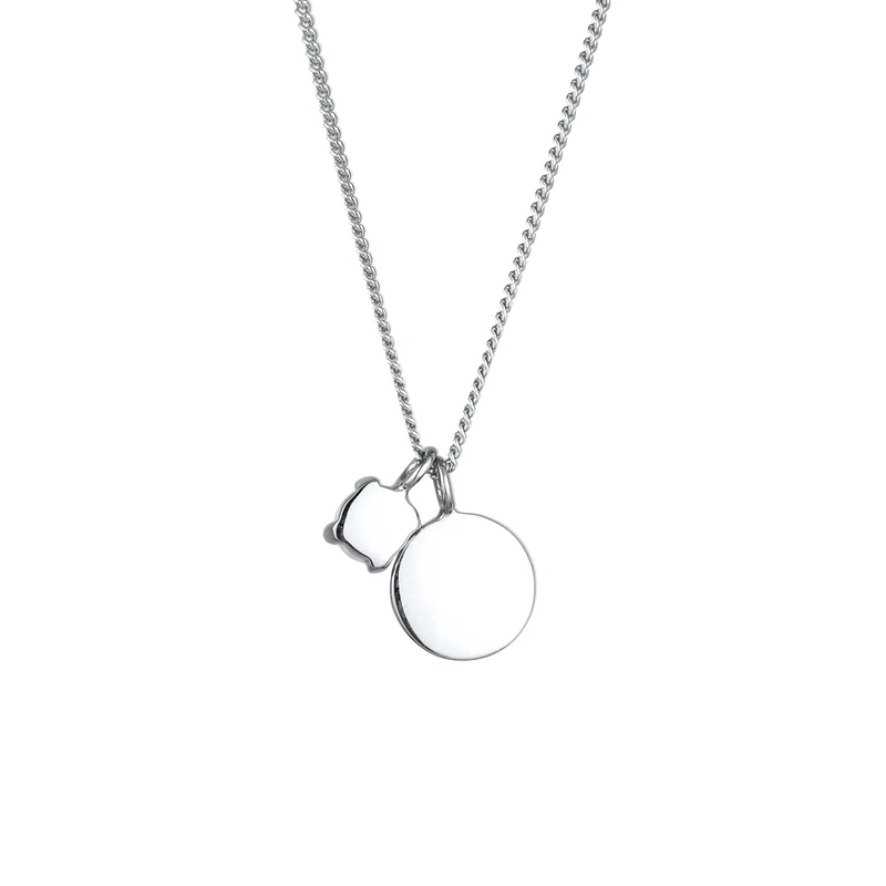 Halskette Plättchen | Synthetischer Opal (Weiß)