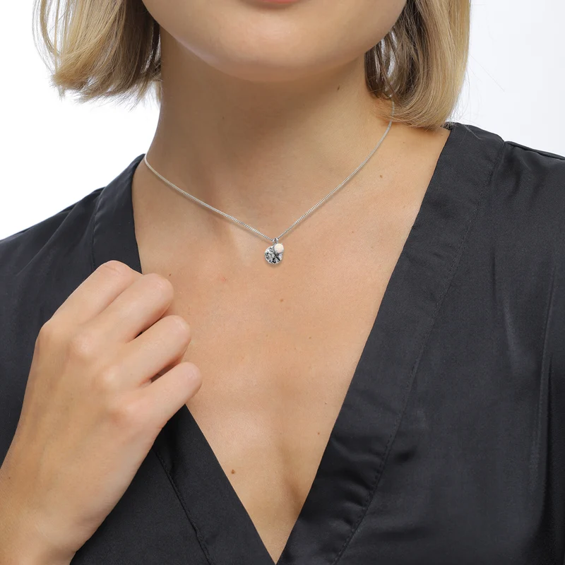 Halskette Plättchen | Synthetischer Opal (Weiß)
