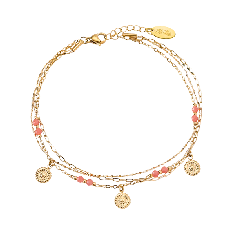 Triple Layer Coin Fußkette 14K Vergoldet