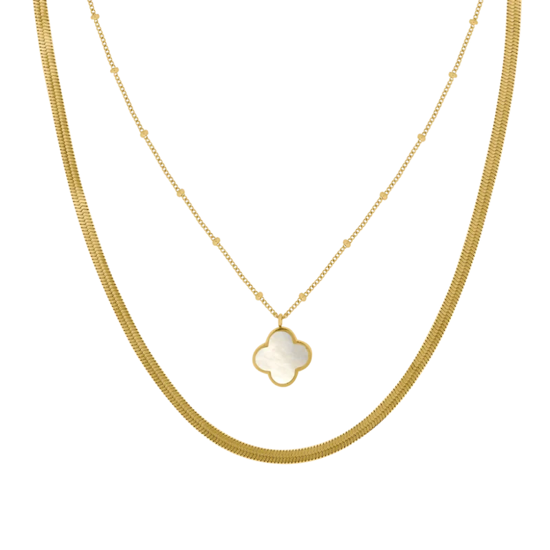 Lucky Leaf Sleek Ketten Set 14K Vergoldet