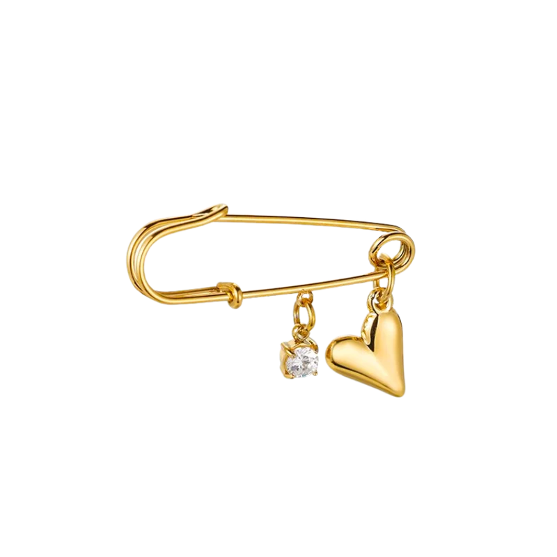 Heart Stone Brosche 14K Vergoldet