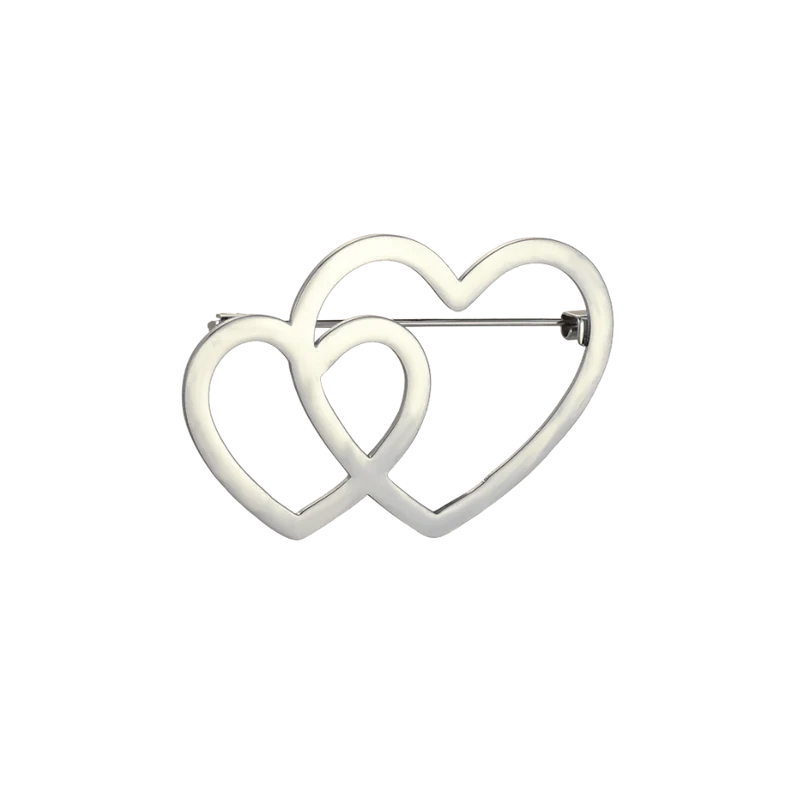 Double Heart Brosche 14K Vergoldet