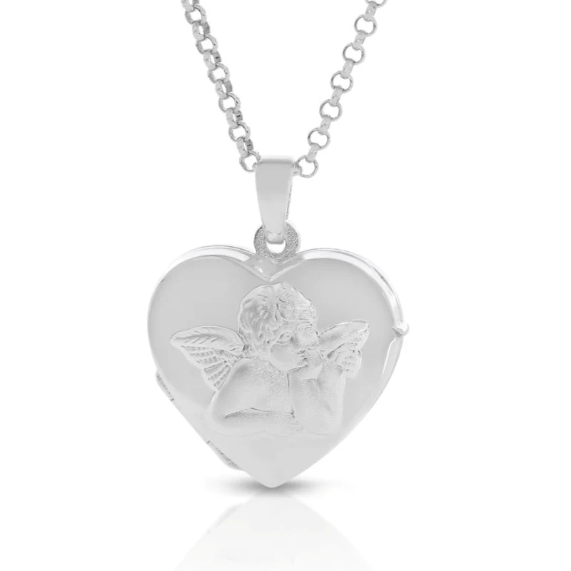 HERZ MEDAILLON ENGEL TAUFMEDAILLON 925 SILBER TAUFE GESCHENK TAUFSCHMUCK