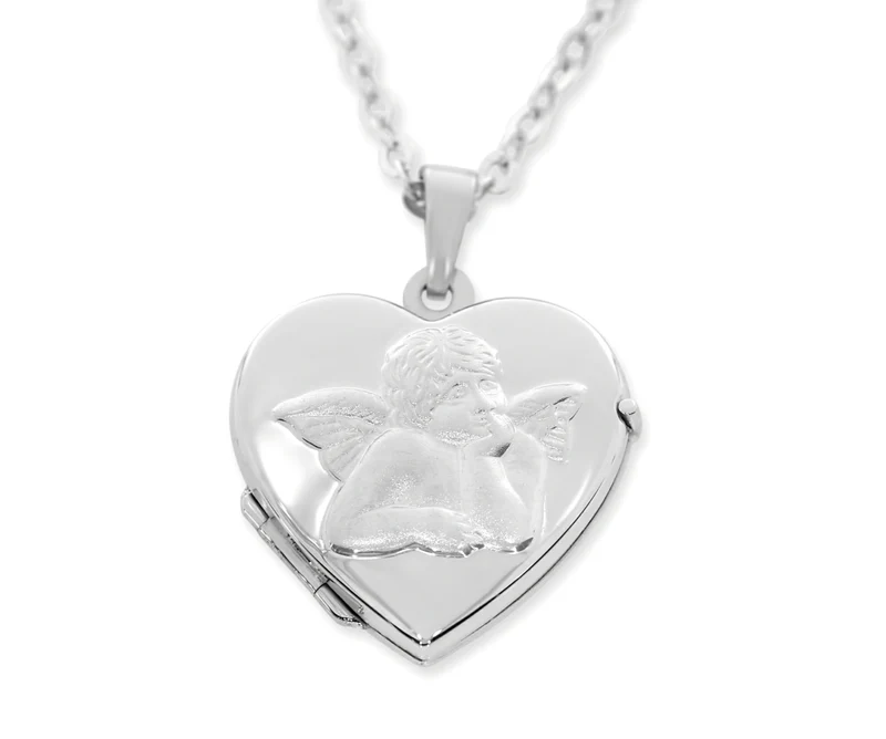 HERZ MEDAILLON ENGEL TAUFMEDAILLON 925 SILBER TAUFE GESCHENK TAUFSCHMUCK