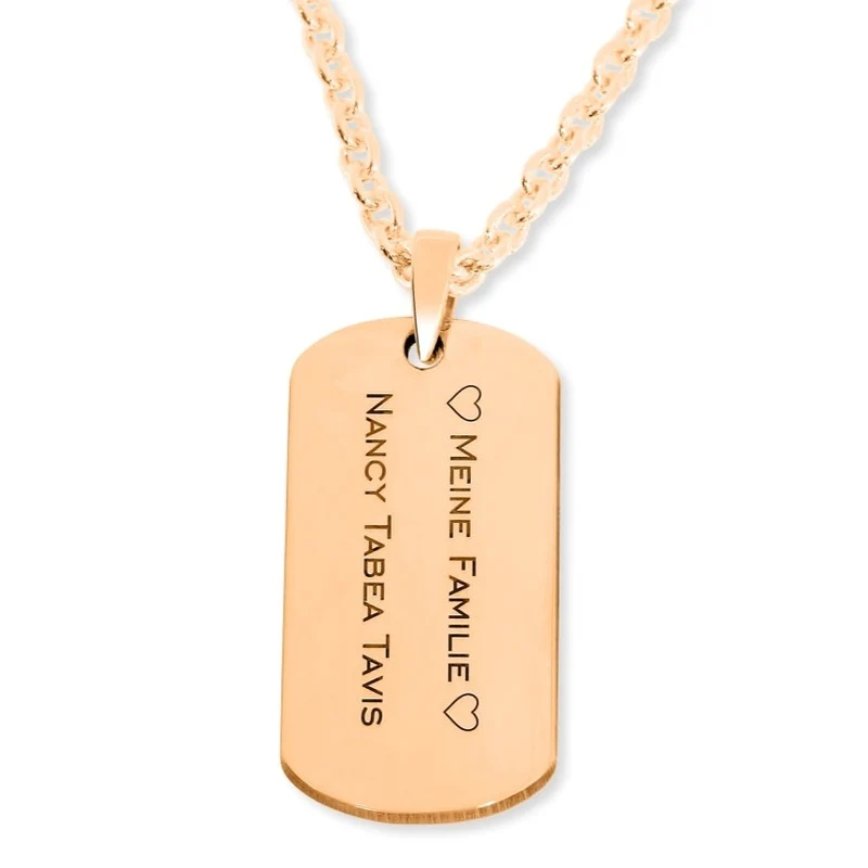 SCHMUCK MIT GRAVUR DOG TAG HALSKETTE PERSONALISIERT GESCHENK MANN FRAU FAMILIE