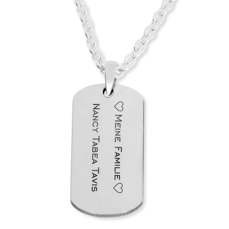 MÄNNNERSCHMUCK SILBER DOG TAG HALSKETTE MIT GRAVUR 925 SILBER HERRENKETTE