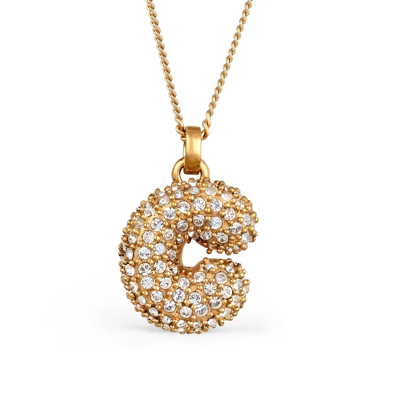 Halskette Bubble Buchstabe C | Mit Kristallen von Swarovski® (Weiß)