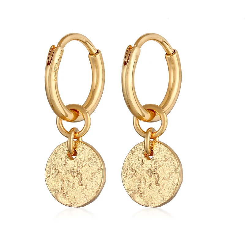 Creolen Coin Plättchen Organic Look 925 Silber