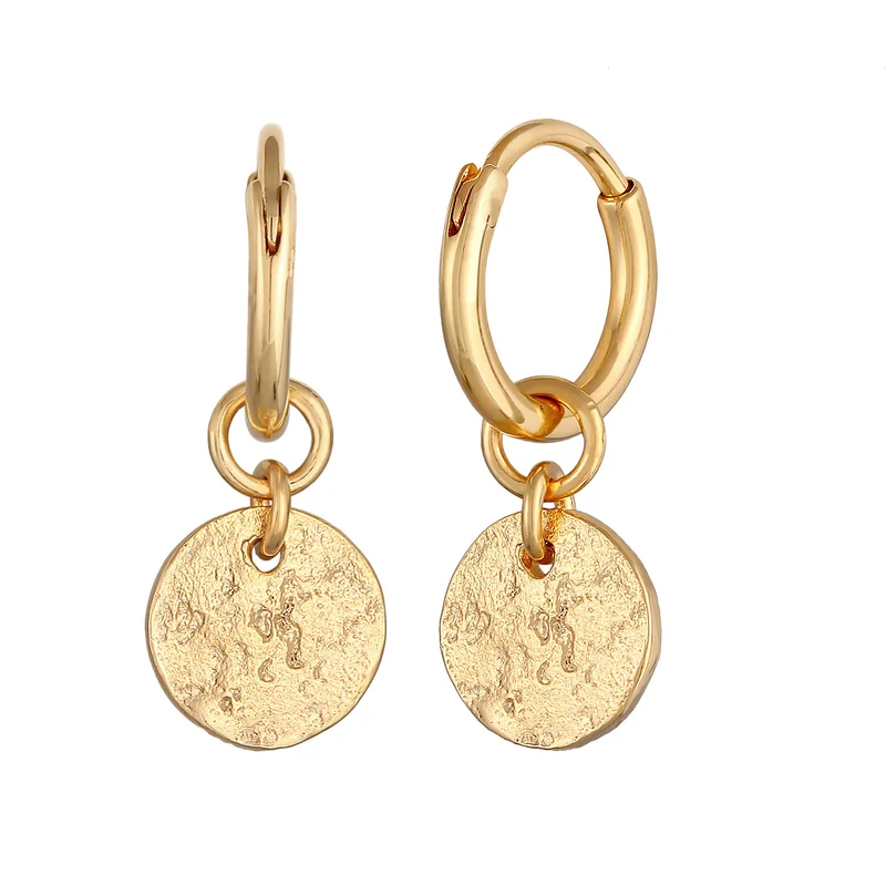 Creolen Coin Plättchen Organic Look 925 Silber