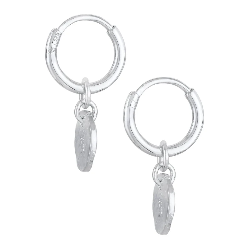 Creolen Coin Plättchen Organic Look 925 Silber