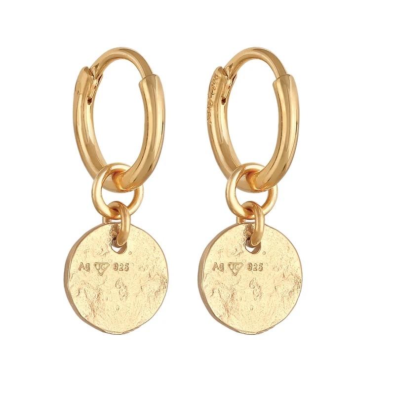 Creolen Coin Plättchen Organic Look 925 Silber