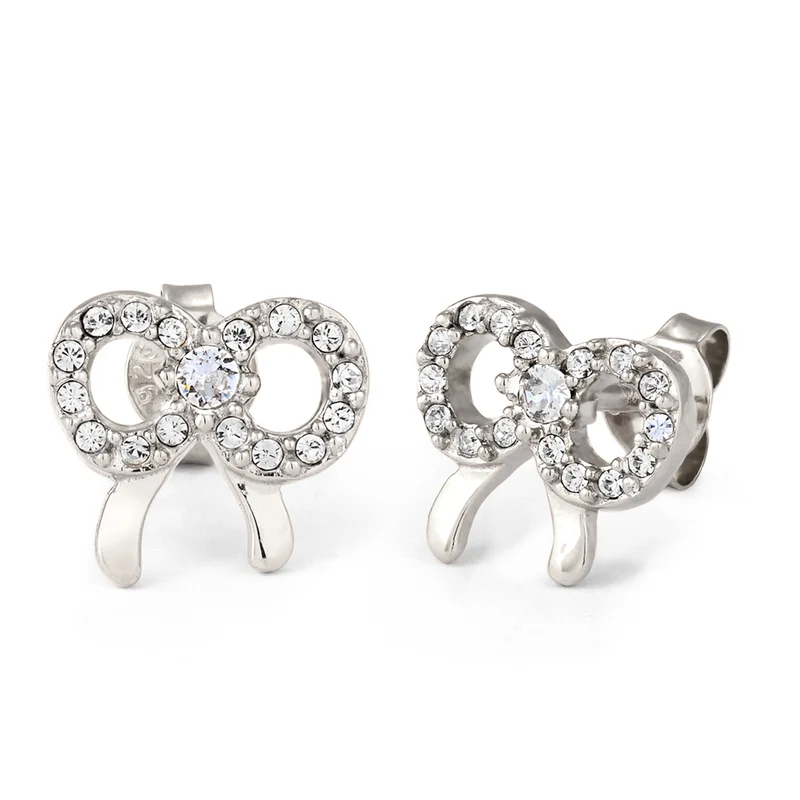 Ohrstecker Schleife | Mit Kristallen von Swarovski® (Weiß)