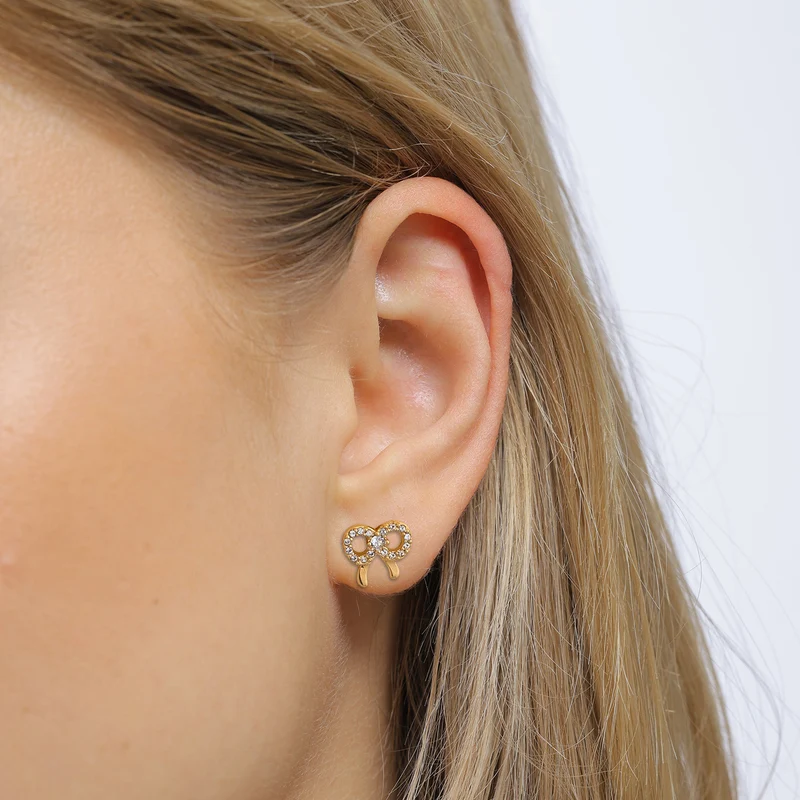 Ohrstecker Schleife | Mit Kristallen von Swarovski® (Weiß)