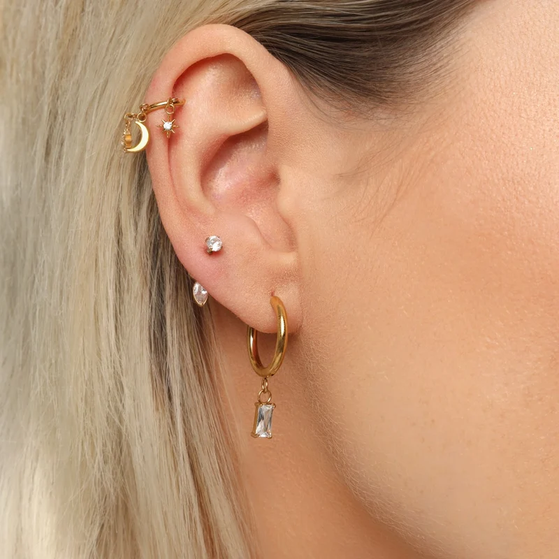 Simple Baguette Ohrringe | 18K vergoldet
