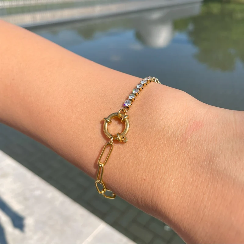 Tennis Chain Armband | 18K vergoldet
