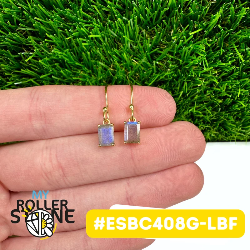 Facettierte Labradorit-Ohrringe aus 925er Sterlingsilber mit 18-karätiger Vergoldung (ESBC408G-LBF)