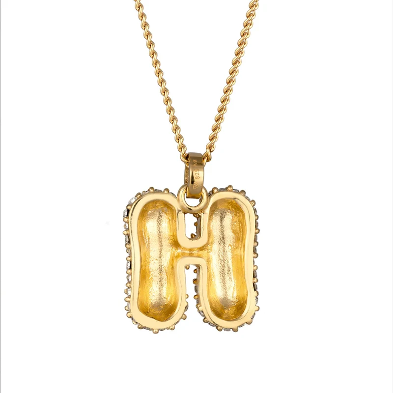 Halskette Bubble Buchstabe H | Mit Kristallen von Swarovski® (Weiß)