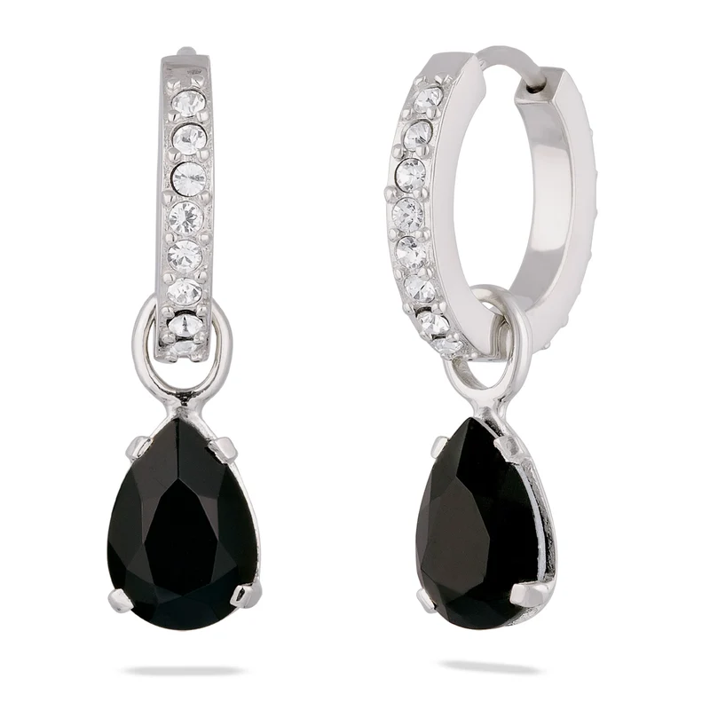 Creolen Tropfen | Mit Kristallen von Swarovski® (Schwarz & Weiß)