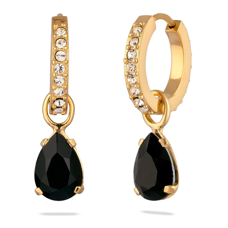 Creolen Tropfen | Mit Kristallen von Swarovski® (Schwarz & Weiß)