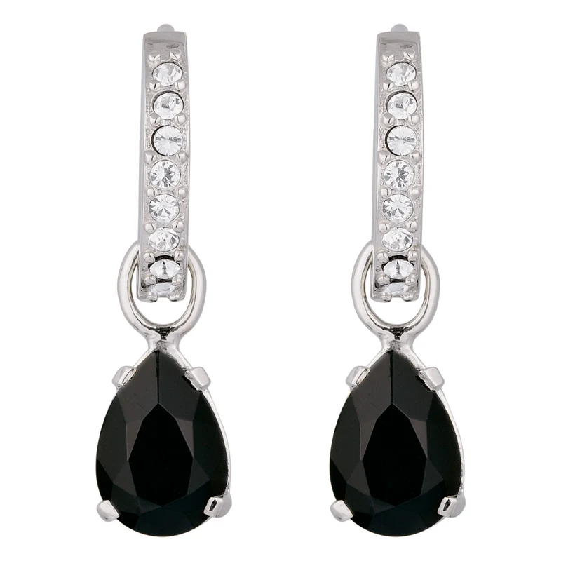 Creolen Tropfen | Mit Kristallen von Swarovski® (Schwarz & Weiß)