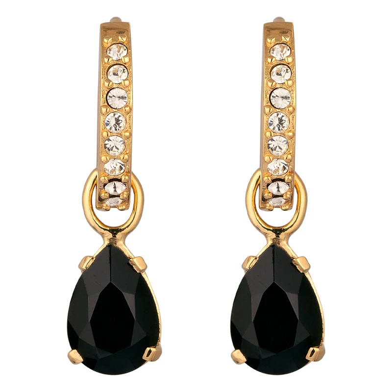 Creolen Tropfen | Mit Kristallen von Swarovski® (Schwarz & Weiß)