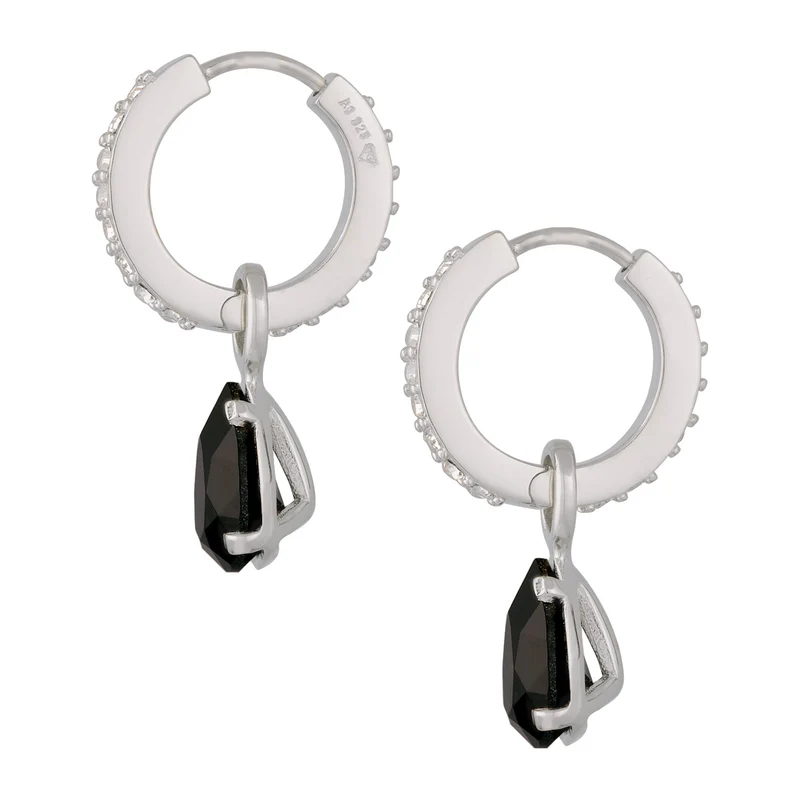 Creolen Tropfen | Mit Kristallen von Swarovski® (Schwarz & Weiß)