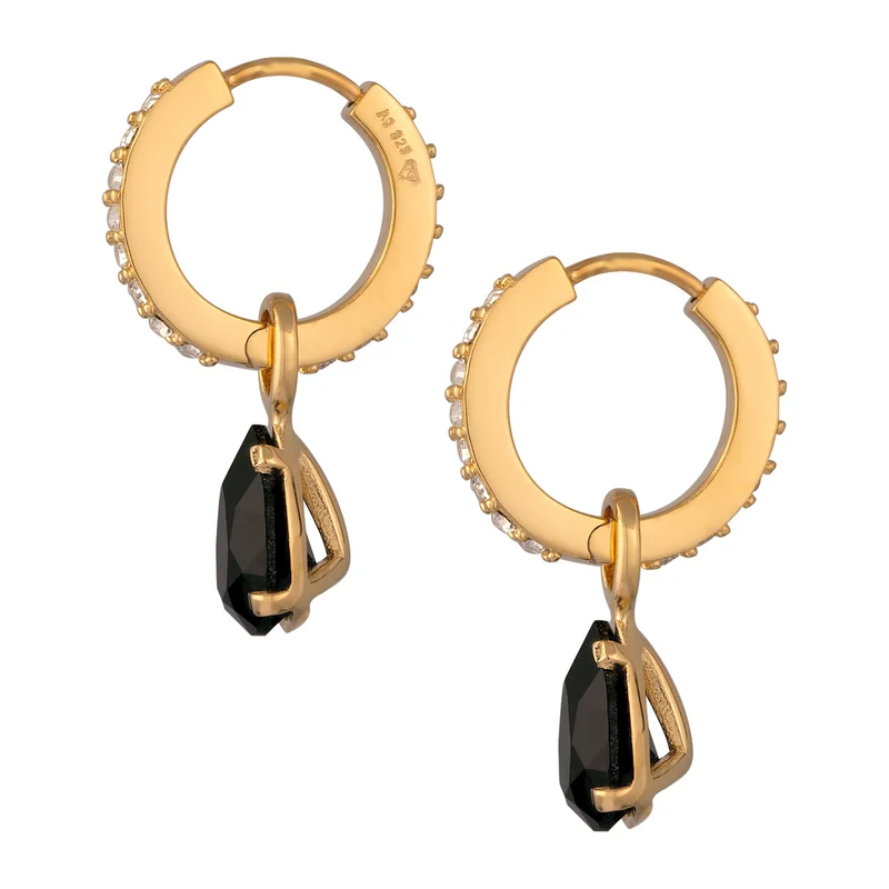 Creolen Tropfen | Mit Kristallen von Swarovski® (Schwarz & Weiß)