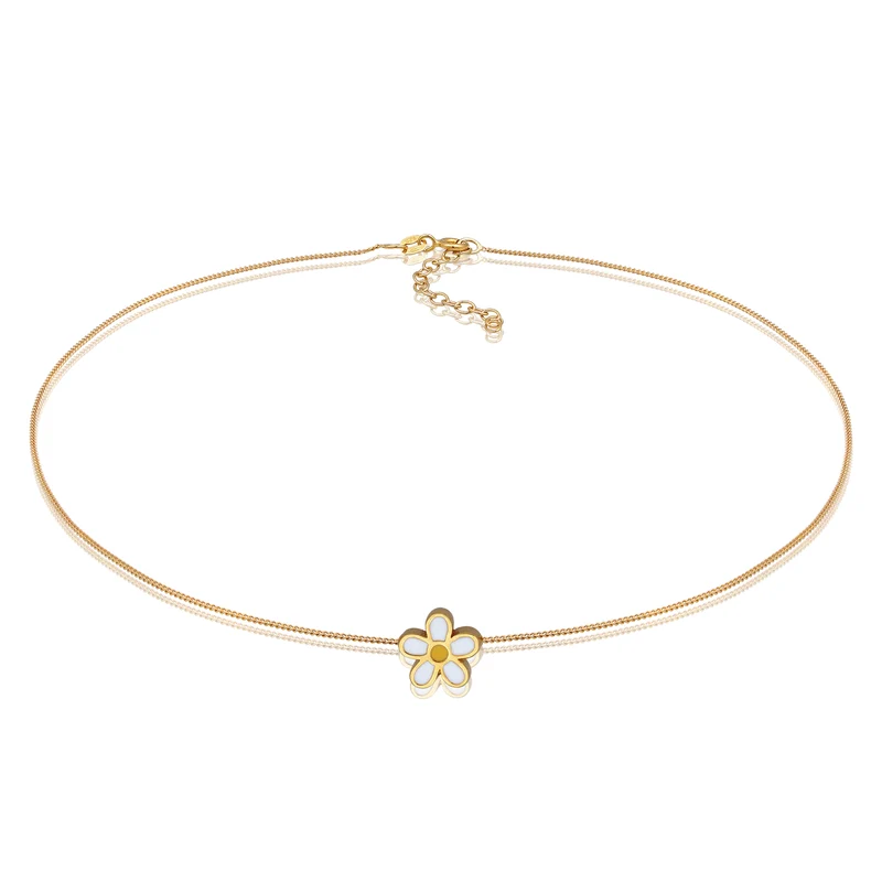 Choker Blume | Emaille (Weiß & Gelb)