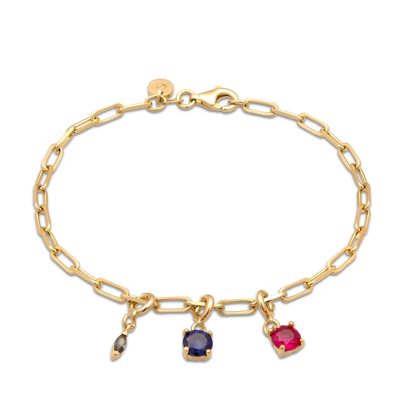 Glieder-Armband | Turmalin (Grün) & Saphir (Blau) & Rubin (Rot)
