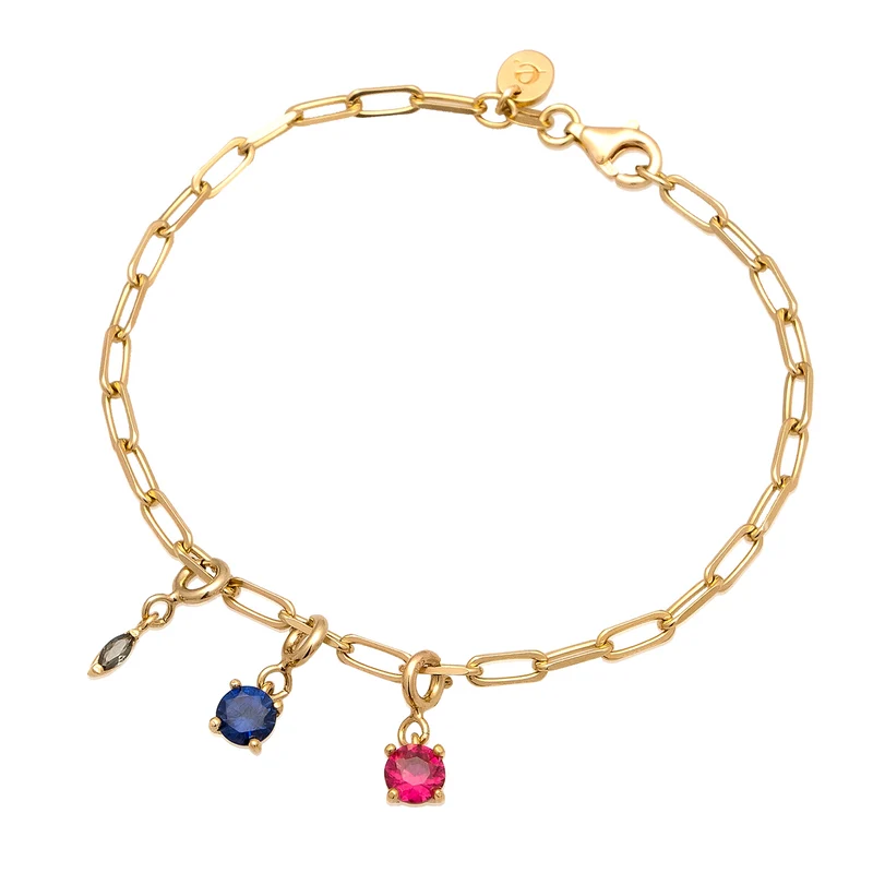 Glieder-Armband | Turmalin (Grün) & Saphir (Blau) & Rubin (Rot)