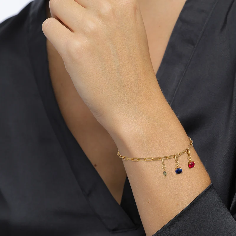Glieder-Armband | Turmalin (Grün) & Saphir (Blau) & Rubin (Rot)