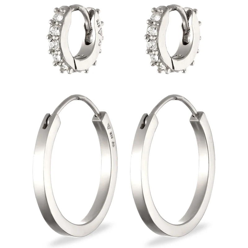 Creolen Set | Mit Kristallen von Swarovski® (Weiß)