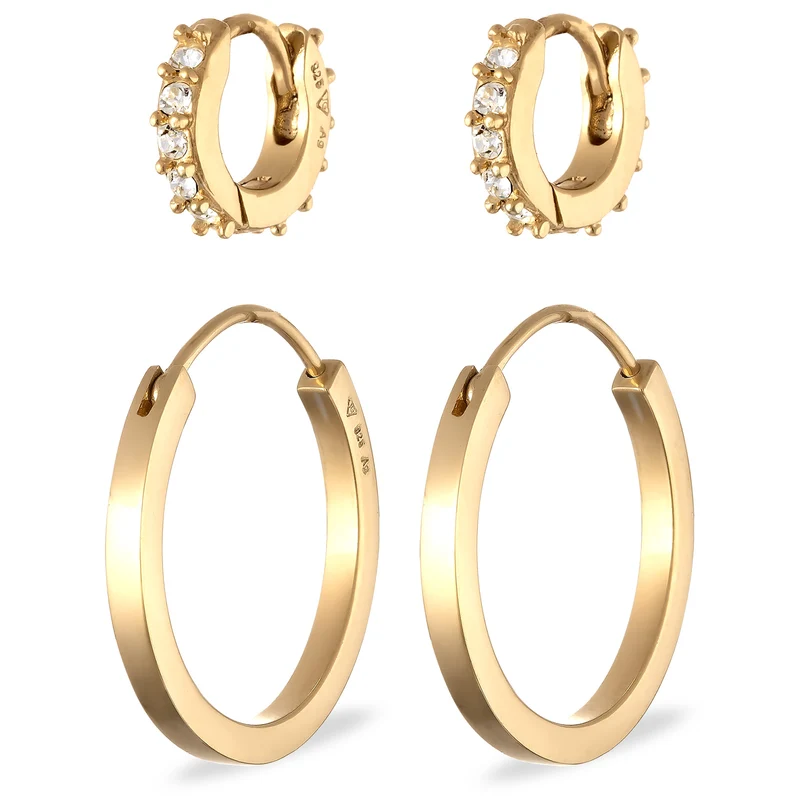 Creolen Set | Mit Kristallen von Swarovski® (Weiß)