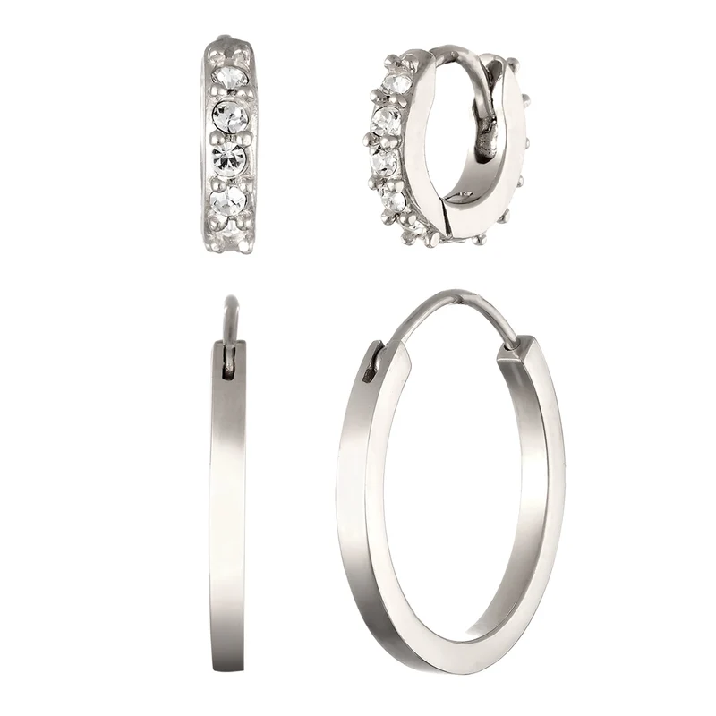 Creolen Set | Mit Kristallen von Swarovski® (Weiß)