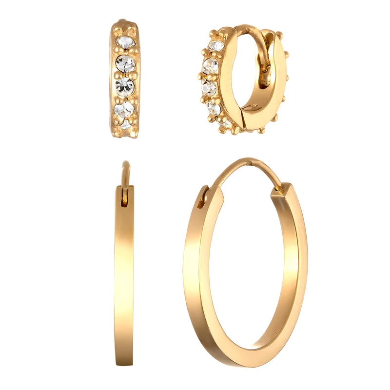 Creolen Set | Mit Kristallen von Swarovski® (Weiß)