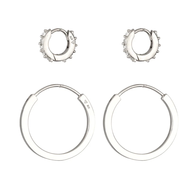 Creolen Set | Mit Kristallen von Swarovski® (Weiß)